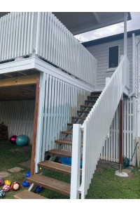 White Batten & Blade Style Stairs Rails Fences DIY - Raked